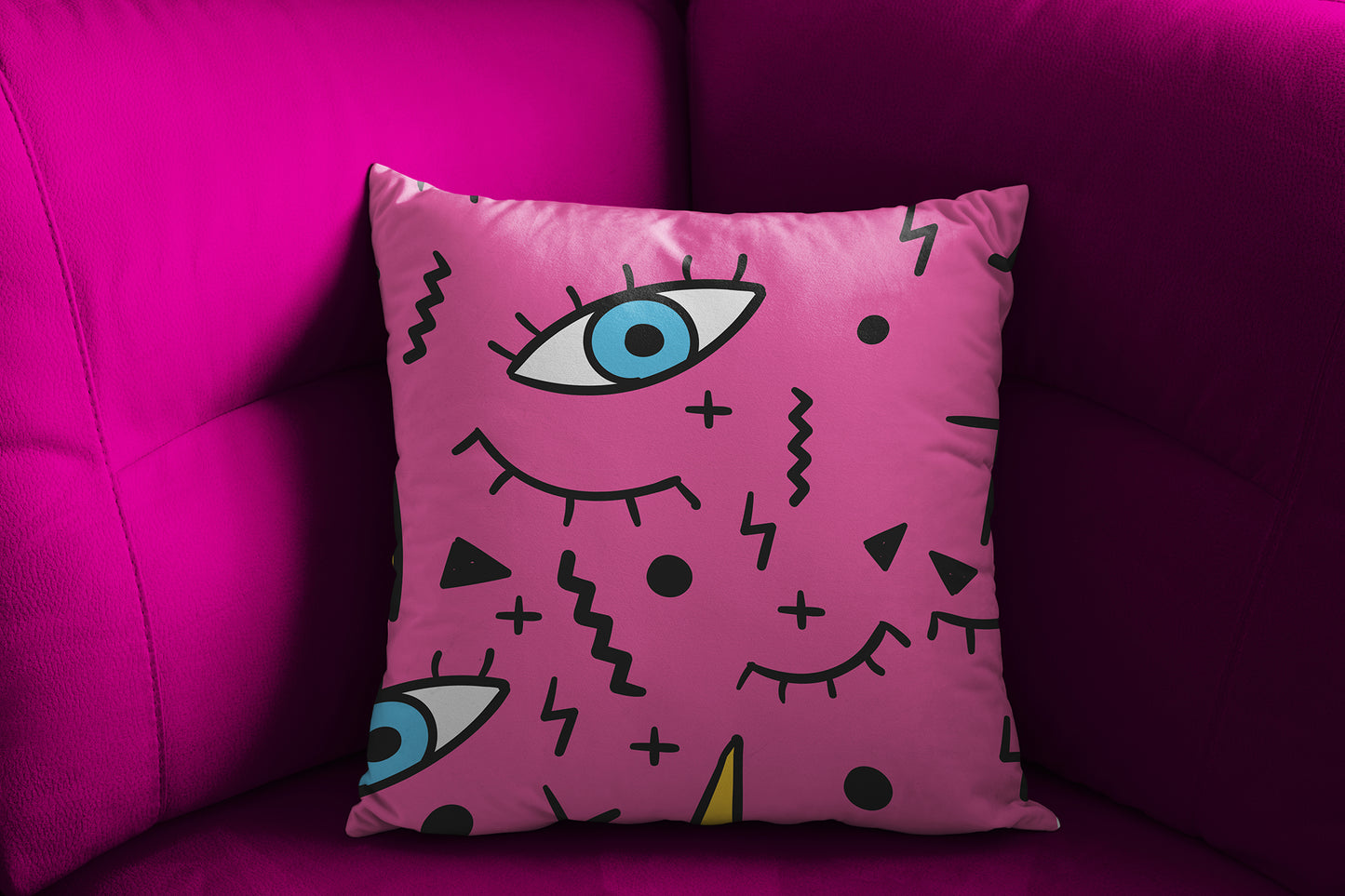 Pink Eye Velvet Pillow