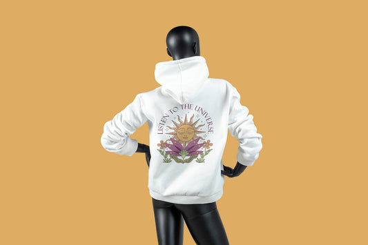 White Listen To The Universe G Hoodie